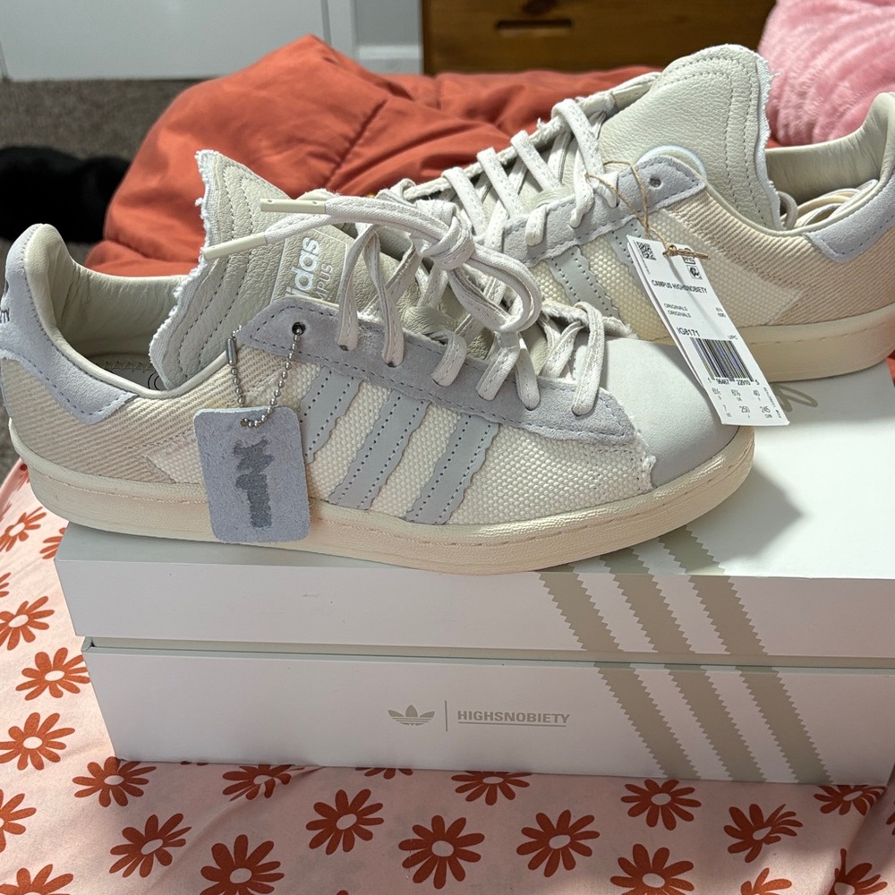 Adidas Campus Highsnobiety High Art Off-White/Light Gray/baby blue Sneakers